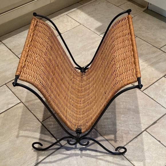 Metal and Rattan Magazine Rack - Picture 4 of 5